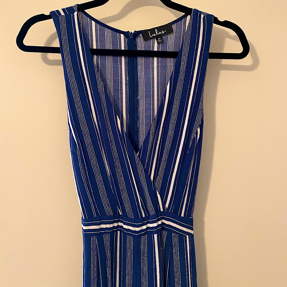 Blue striped jumpsuit